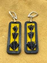 Load image into Gallery viewer, Black and yellow whitefish scale earrings